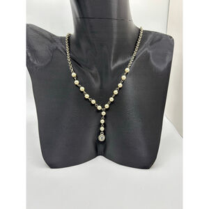 Silver Pearl Y-Style Necklace